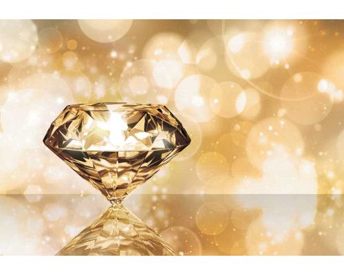 Luxuriöse Diamant-Fototapete mit einer luxuriösen Darstellung von Diamanten in Gold und Weiß, perfekt für eine elegante Atmosphäre.