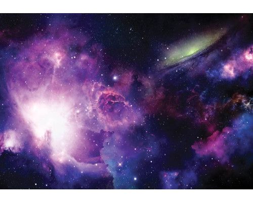 Magische Galaxie voller Sterne und Planeten auf dieser Fototapete, mit einer mystischen und kosmischen Atmosphäre.