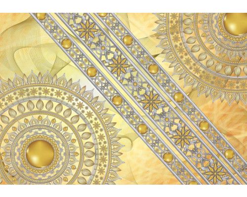 Halbgoldenes Mandala, indisches Muster in einer abstrakten Fototapete mit raffinierten Details.