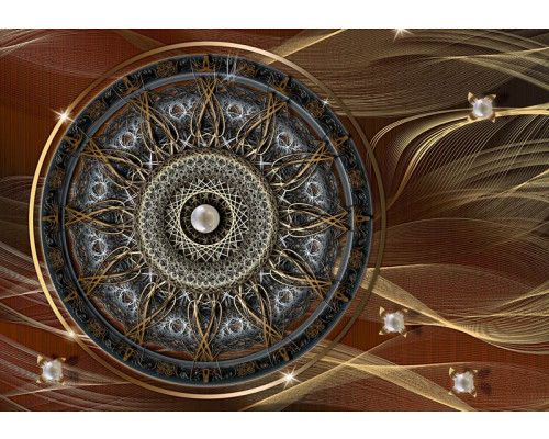 Fototapete mit einem Mandala-Muster im indischen Stil, perfekt für eine heitere und exotische Atmosphäre.