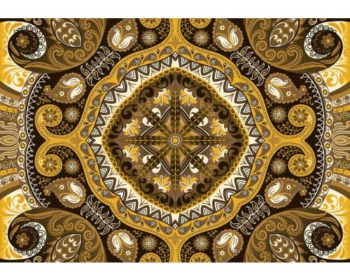 Gold- und gelbes Mosaikmuster, abstrakte Fototapete mit geometrischen Formen für einen modernen Raum.