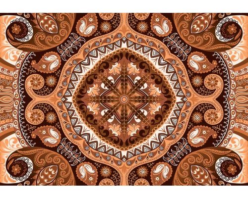 Orangefarbenes Mosaikmuster, abstrakte Fototapete mit warmen Tönen für eine lebendige Atmosphäre.