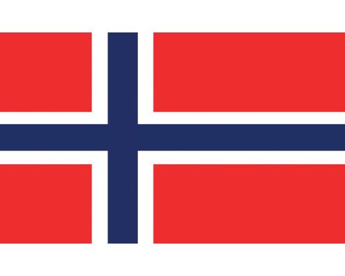 Norwegische Flagge auf Fototapete, bunt und kultig.