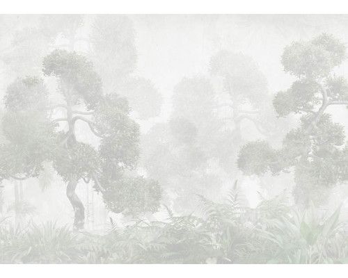 Fototapete mit einem ruhigen orientalischen Garten voller harmonischer Elemente wie Bonsai-Bäume, Steinwege und ruhige Wasserspiele, perfekt für einen ruhigen und eleganten Look.