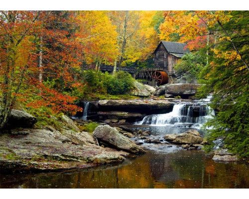 Fototapete Alte Getreidemühle im Babcock State Park