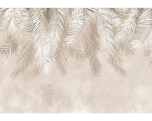 Fototapete mit Palmenblättern, in einer tropischen und entspannenden Umgebung.