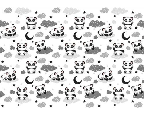 Fototapete von Pandabären zwischen den Wolken, niedlich für Babyzimmer.
