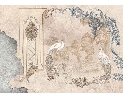 Fototapete Pfaue im Rokoko-Stil