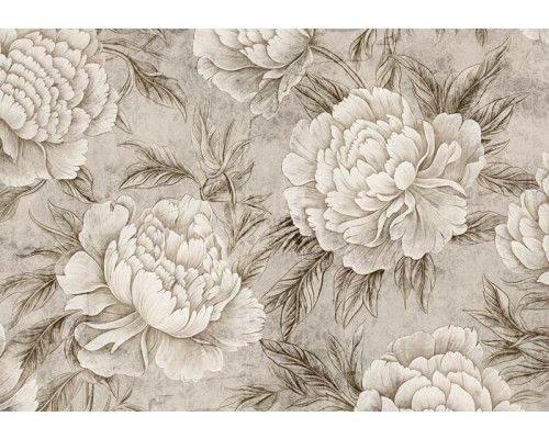 Fototapete mit Pfingstrosen im japanischen Stil mit Schwerpunkt auf Eleganz und Natur.