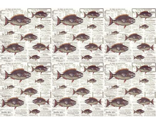 Piranhas in einem dynamischen und verspielten Zeitungsstil, auffallend dargestellt auf dieser einzigartigen Fototapete.