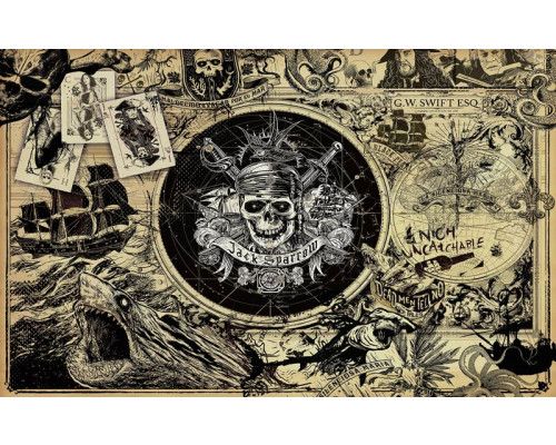 Fotobehang von Fluch der Karibik mit Jack Sparrow in Aktion.