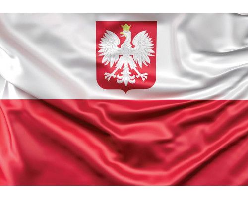 Fototapete mit der polnischen Flagge, einfaches und kraftvolles Design.