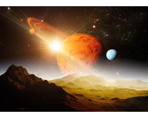 Fototapete Saturn und der Kosmos