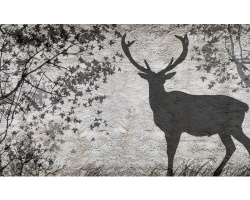 Fototapete mit dem Schatten eines Rehs auf einer Betonwand, urbaner Stil.