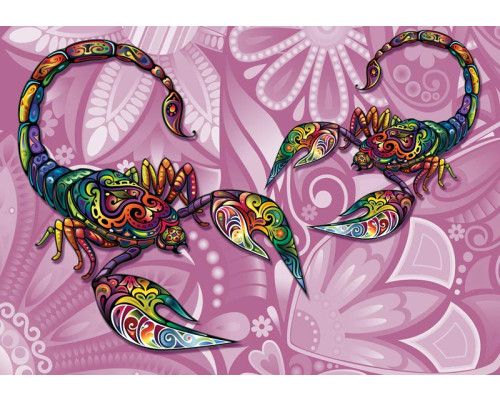 Skorpione, abstrakt gerendert auf einer künstlerischen Fototapete für einen einzigartigen Raum.