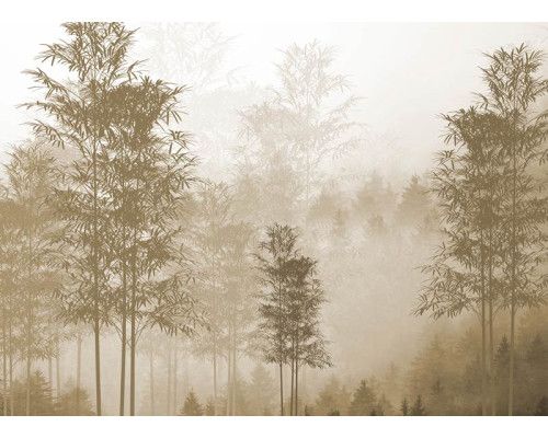 Fototapete mit einem sepiafarbenen Wald voller warmer Braun- und Goldtöne, perfekt für einen nostalgischen und zeitlosen Look.