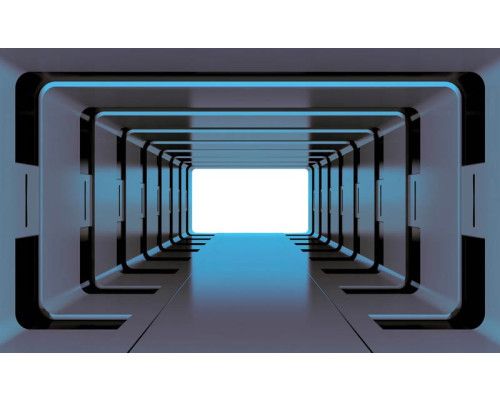 Fototapete eines 3D-Weltraumtunnels mit einer futuristischen und abstrakten Ansicht.