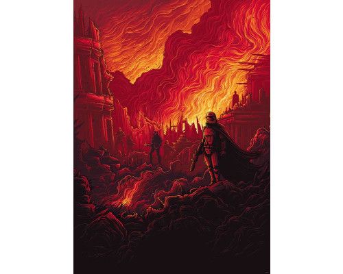 Star Wars First Order Purge Fototapete zeigt die Truppen der Ersten Ordnung in Aktion, mit einer bedrohlichen Atmosphäre und futuristischen Waffen.