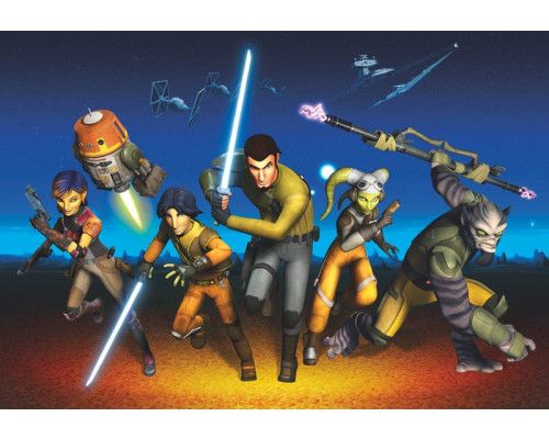 Fototapete der rennenden Rebellen aus Star Wars, in einer epischen, actiongeladenen Szene.