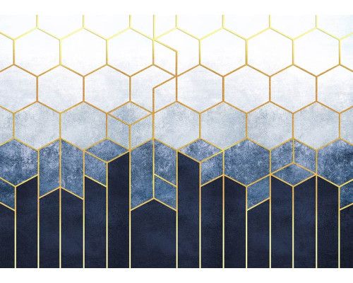 Fototapete Stilvolle goldene Sechsecke