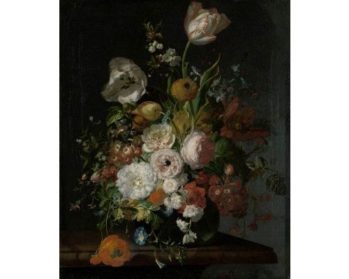 Fototapete eines Stilllebens mit Blumen in einer Glasvase, Rachel Ruysch, Rijksmuseum.