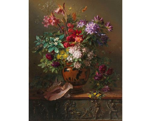 Fototapete eines Stilllebens mit Blumen in einer griechischen Vase von Georgius Jacobus Johannes van Os, Rijksmuseum.