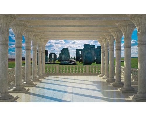 Stonehenge-Ansicht, Fototapete mit einem 3D-Rendering des Monuments für einen historischen Look.
