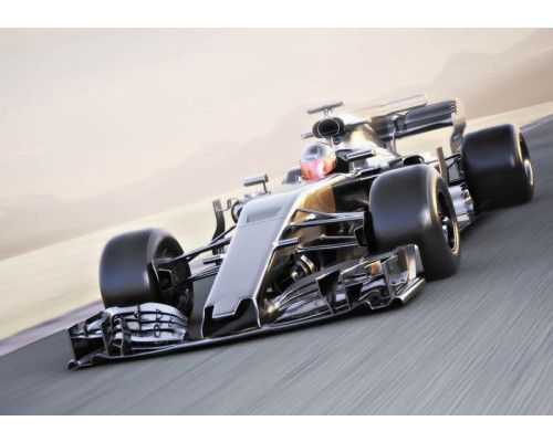 Fototapete eines superschnellen Formel-1-Autos, mit Schwerpunkt auf Geschwindigkeit und Leistung.