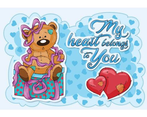 Fototapete von einem Teddybär mit Herz und Text, niedlich und geeignet für Kinderzimmer.