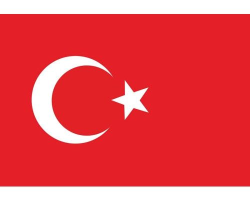Türkische Flagge auf Fototapete, rot mit einem Stern und Halbmond.