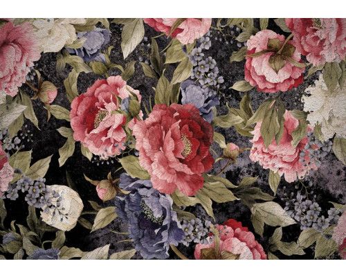 Vintage Fototapete mit schönen Pfingstrosen, Blumen im Retro-Stil.