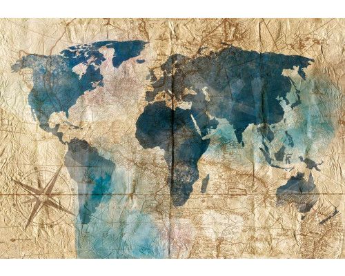 Fototapete mit einer alten Weltkarte, alte Erde.