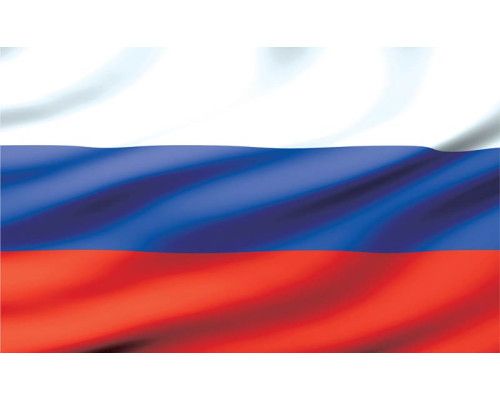 Russische Flagge auf Fototapete, rot, weiß und blau.