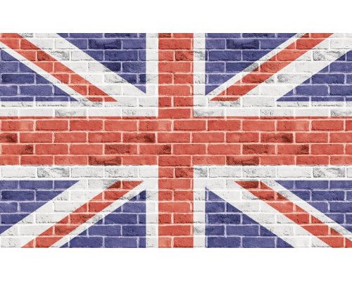 Fototapete mit der Flagge des Vereinigten Königreichs, farbenfroh und kraftvoll.