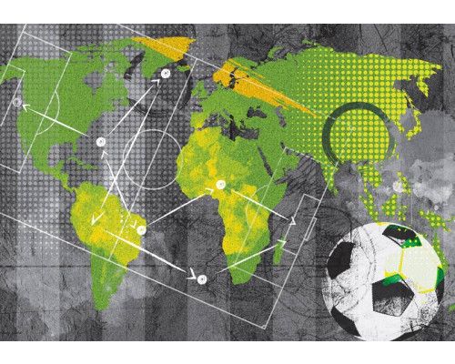 Fototapete mit Fußballtaktiken im Graffiti-Stil, ideal für Sportfans.