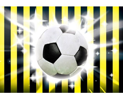Fototapete mit einem schwarz-gelben Fußball auf einem Hintergrund für Teenager.