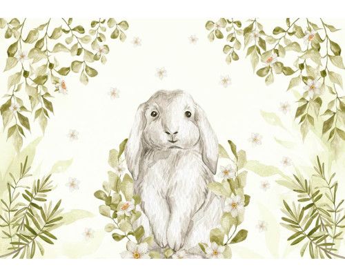 Fototapete Fröhliches Kaninchen in sanften Tönen