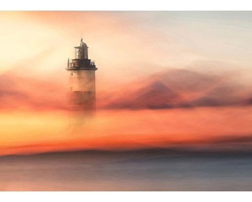 Fototapete Leuchtturm im Abendlicht