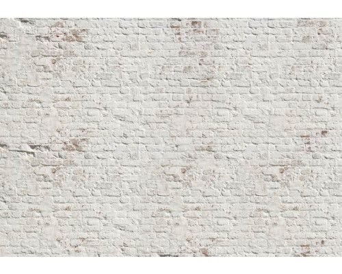 Weiße Ziegelwand, mit einer authentischen und realistischen Textur, ideal für industrielle Räume auf dieser Fototapete.