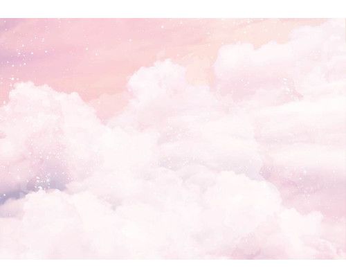 Feenwolken mit Feenstaub und Sternen in einer Kindertapete für Mädchen, mit magischen Elementen.