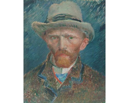 Fototapete mit einem Selbstporträt von Vincent van Gogh in seinem typischen Stil.