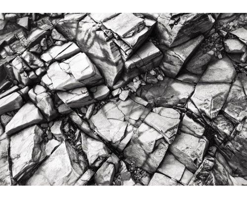 Fototapete mit silbernen Felsen und Steinen, modern und schlank.