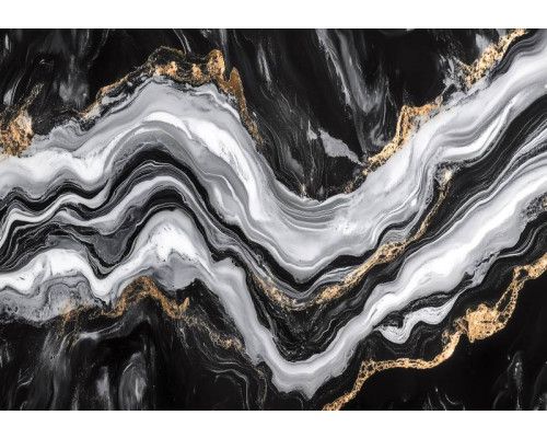 Fotobehang met diepzwart marmer en verfijnde gouden accenten voor een chique en moderne look.