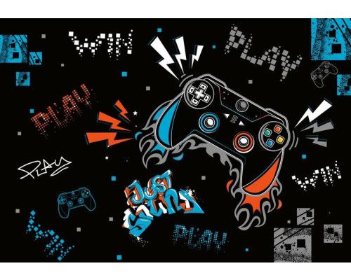 Detaillierte Darstellung von PlayStation- und Nintendo-Controllern in einer dynamischen Komposition, perfekt für einen echten Gaming-Enthusiasten.