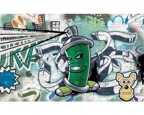 Graffiti-Fototapete mit abstraktem Design, mutig und modern.