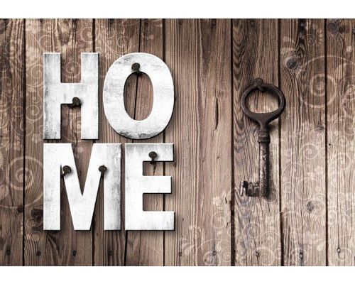 Home Fototapete von Holzbrettern und Schlüssel, industrielle und rustikal.