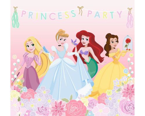 Disney Princesses Fototapete mit allen Lieblingsprinzessinnen, perfekt für ein Mädchenzimmer.