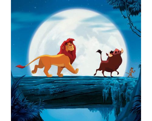 König der Löwen Hakuna Matata Fototapete mit Simba und seinen Freunden, perfekt für ein fröhliches Kinderzimmer.
