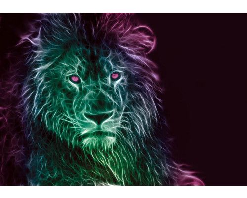 Löwen-Tapete mit abstrakter Kunst, kraftvoll und detailliert.