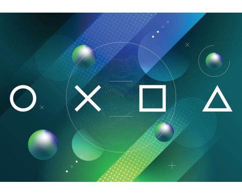 Fototapete mit einem PlayStation-Controller, ideal für ein modernes Spielzimmer.